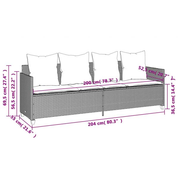 5-tlg. Garten-Sofagarnitur mit Kissen Hellgrau Poly Rattan