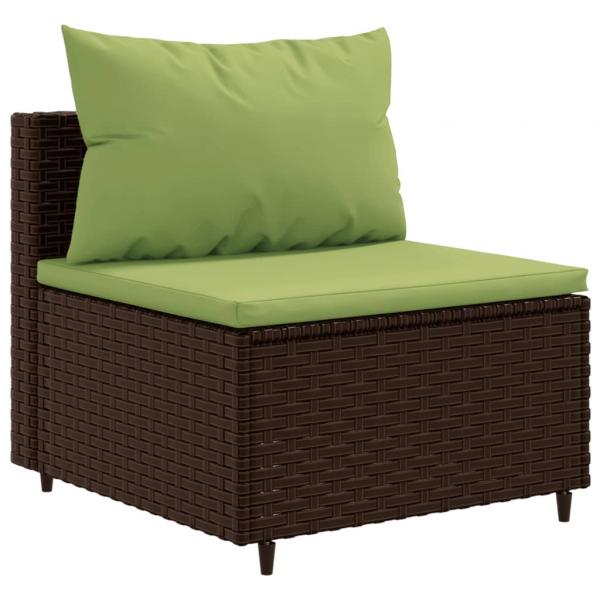 8-tlg. Garten-Lounge-Set mit Kissen Braun Poly Rattan