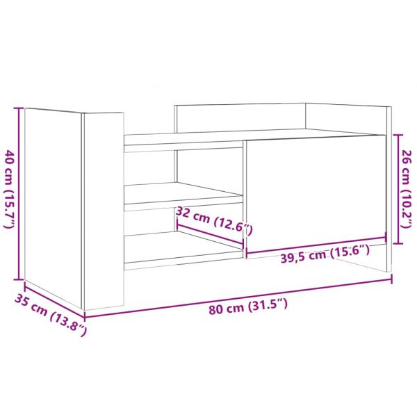 TV-Schrank Weiß 80x35x40 cm Holzwerkstoff