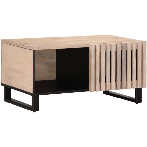 ARDEBO.de - Couchtisch Weiß 80x51x40 cm Massivholz Mango