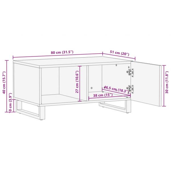 Couchtisch Weiß 80x51x40 cm Massivholz Mango