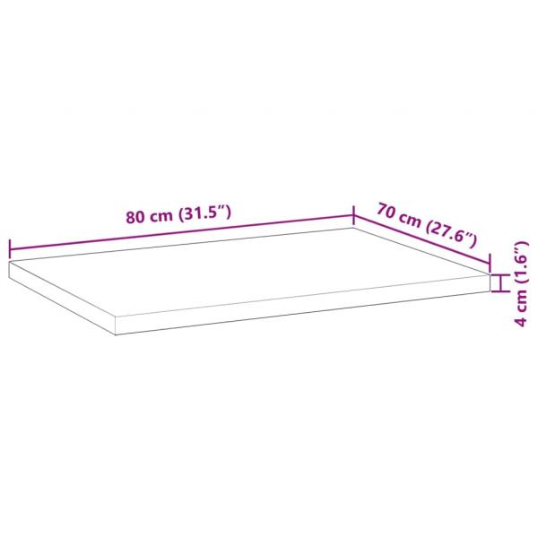 Tischplatte Rechteckig 80x70x4 cm Massivholz Akazie