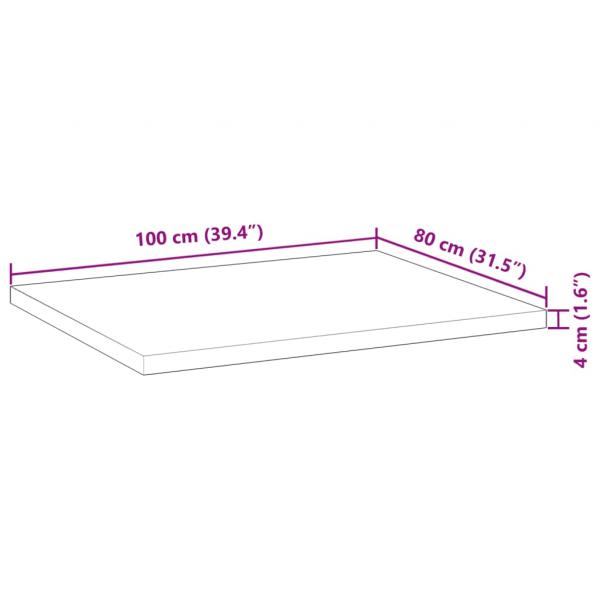 Tischplatte Rechteckig 100x80x4 cm Massivholz Akazie