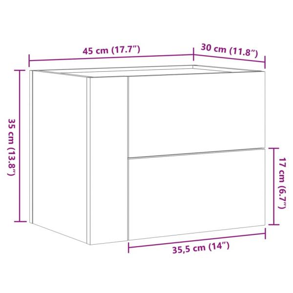 Wand-Nachttisch Schwarz 45x30x35 cm