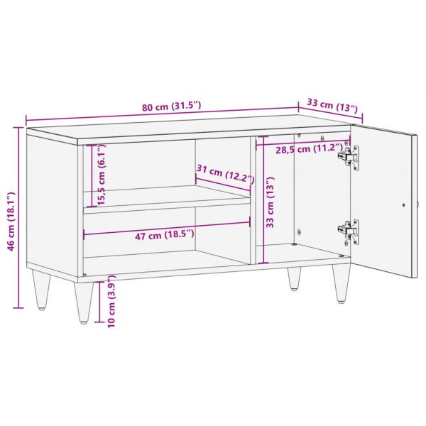 TV-Schrank 80x33x46 cm Massivholz Mango