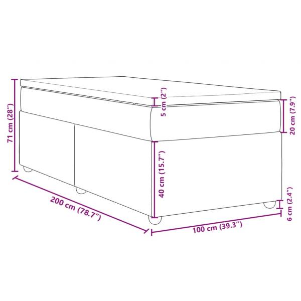 Boxspringbett mit Matratze Hellgrau 100x200 cm Stoff