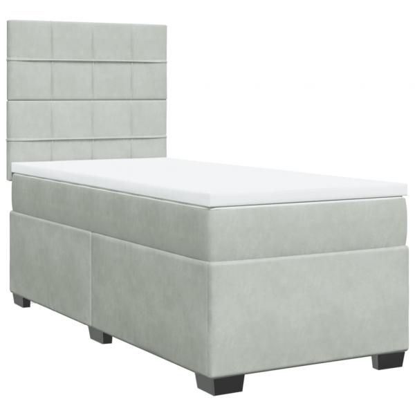 ARDEBO.de - Boxspringbett mit Matratze Hellgrau 100x200 cm Samt