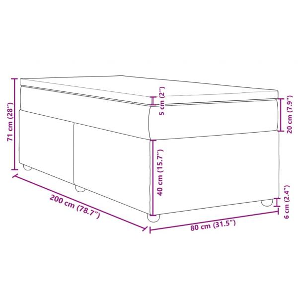 Boxspringbett mit Matratze Hellgrau 80x200 cm Stoff