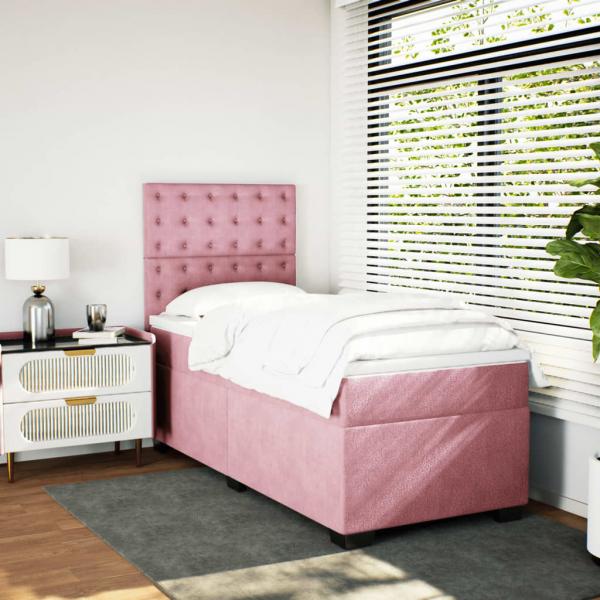 Boxspringbett mit Matratze Rosa 100x200 cm Samt