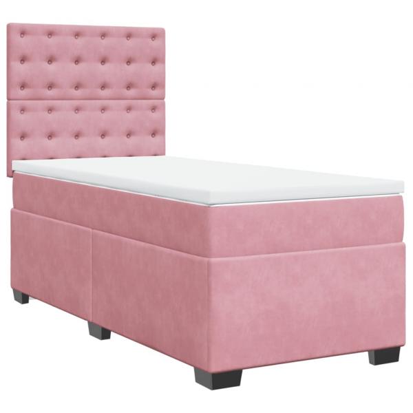 Boxspringbett mit Matratze Rosa 100x200 cm Samt