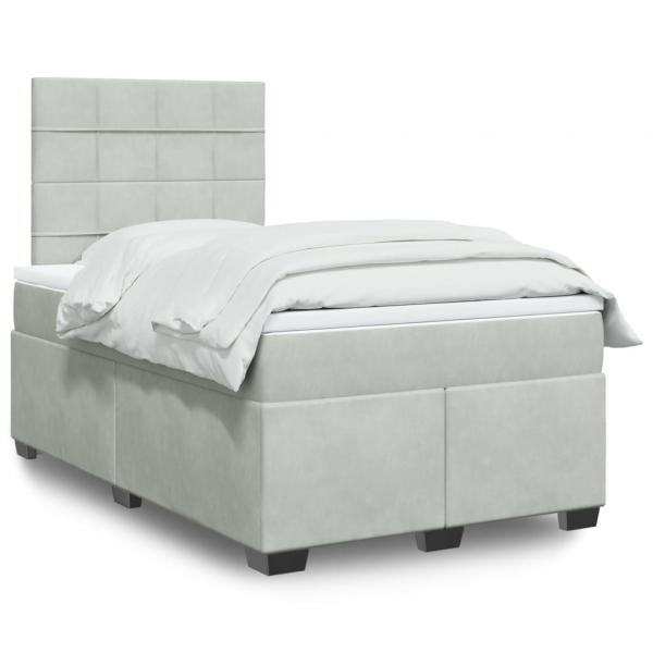 ARDEBO.de - Boxspringbett mit Matratze Hellgrau 120x190 cm Samt