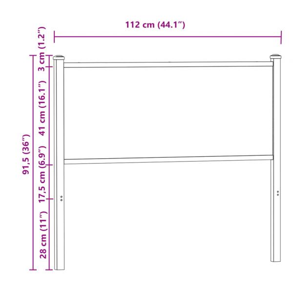 Kopfteil Braun Eichen-Optik 107 cm Holzwerkstoff und Stahl