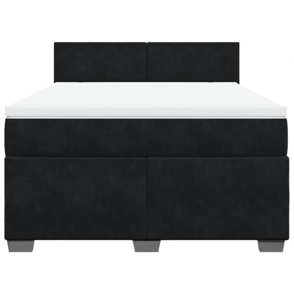 Boxspringbett mit Matratze Schwarz 140x200 cm Samt