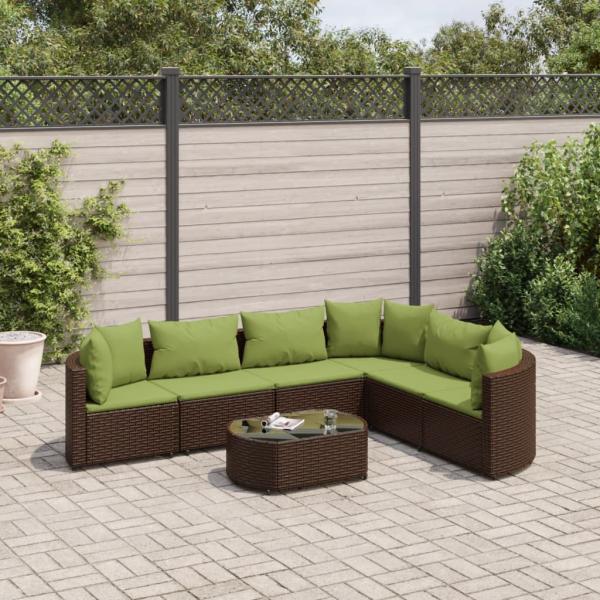 ARDEBO.de - 7-tlg. Garten-Sofagarnitur mit Kissen Braun Poly Rattan