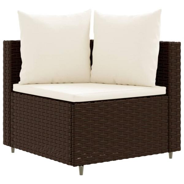 7-tlg. Garten-Sofagarnitur mit Kissen Braun Poly Rattan