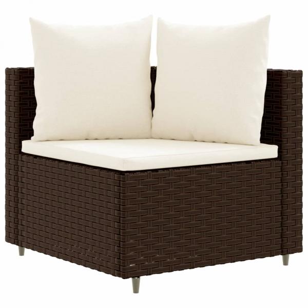 4-tlg. Garten-Sofagarnitur mit Kissen Braun Poly Rattan