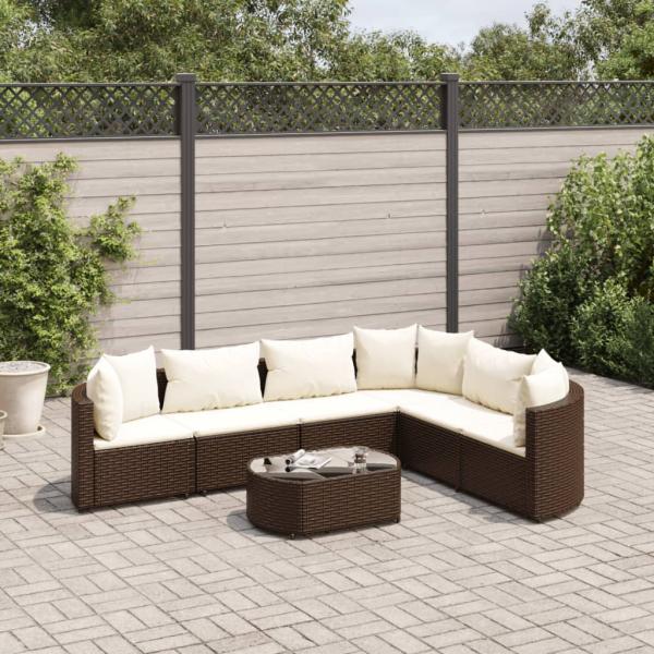 ARDEBO.de - 7-tlg. Garten-Sofagarnitur mit Kissen Braun Poly Rattan