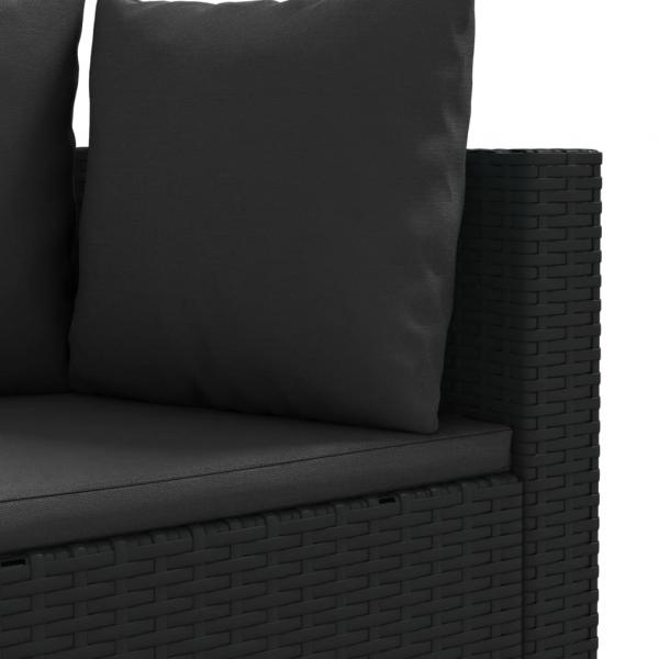 6-tlg. Garten-Sofagarnitur mit Kissen Schwarz Poly Rattan