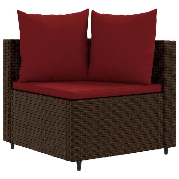 8-tlg. Garten-Sofagarnitur mit Kissen Braun Poly Rattan