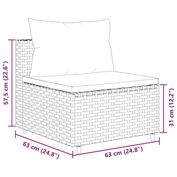 6-tlg. Garten-Sofagarnitur mit Kissen Grau Poly Rattan