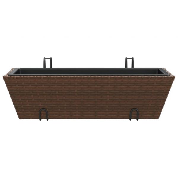 Pflanzkübel mit Haken 2 Stk. Braun Poly Rattan