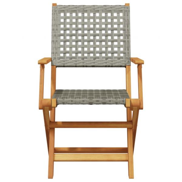 3-tlg. Bistro-Set Grau Poly Rattan und Massivholz