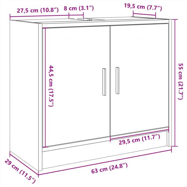 Waschbeckenunterschrank Weiß 63x29x55 cm Holzwerkstoff