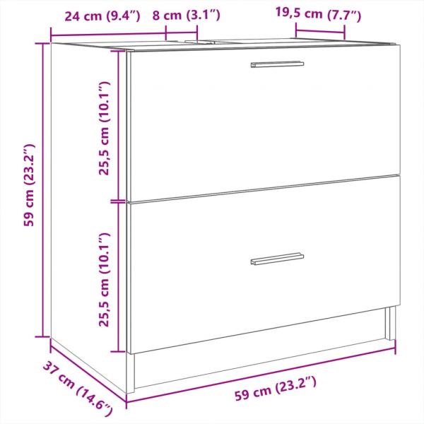 Waschbeckenunterschrank Grau Sonoma 59x37x59 cm Holzwerkstoff