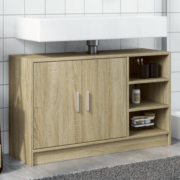 ARDEBO.de - Waschbeckenunterschrank Sonoma-Eiche 90x29x55 cm Holzwerkstoff