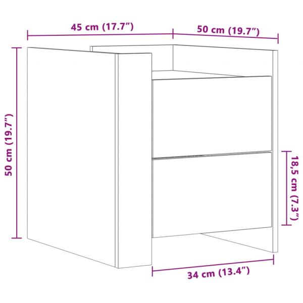 Nachttisch Grau Sonoma 45x50x50 cm Holzwerkstoff