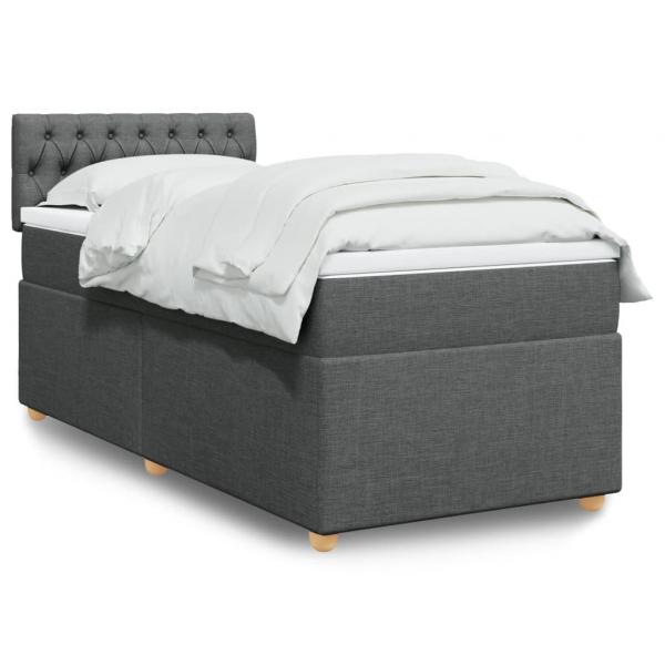 ARDEBO.de - Boxspringbett mit Matratze Dunkelgrau Stoff