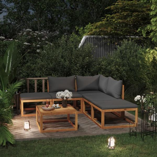 ARDEBO.de - 6-tlg. Garten-Lounge-Set mit Kissen Massivholz Akazie