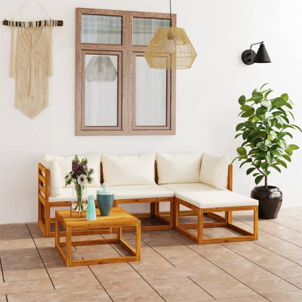 ARDEBO.de - 5-tlg. Garten-Lounge-Set mit Kissen Massivholz Akazie