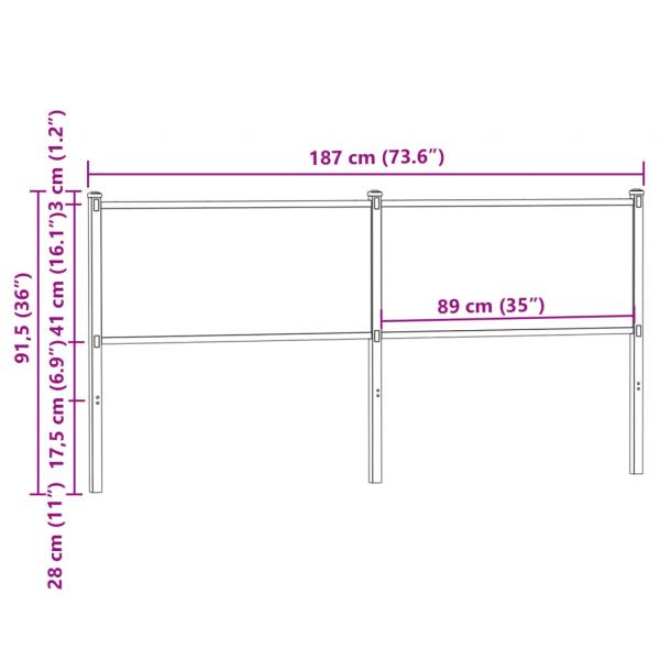 Kopfteil Räuchereiche 180 cm Holzwerkstoff und Stahl