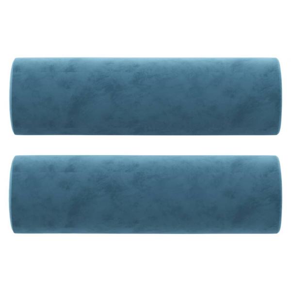 2-Sitzer-Sofa mit Zierkissen Blau 120 cm Samt