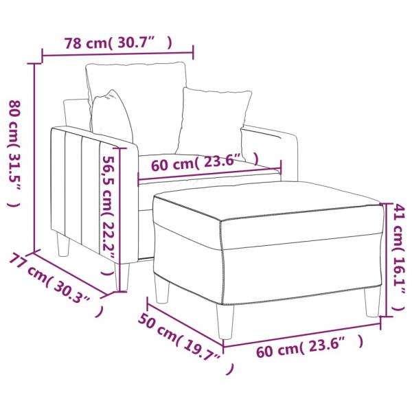 Sessel mit Hocker Dunkelgrün 60 cm Samt