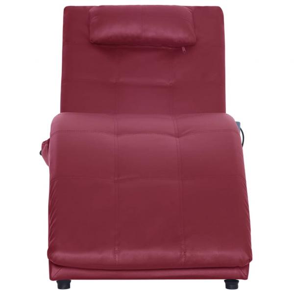 Massage Chaiselongue mit Kissen Weinrot Kunstleder