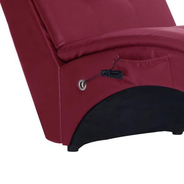 Massage Chaiselongue mit Kissen Weinrot Kunstleder