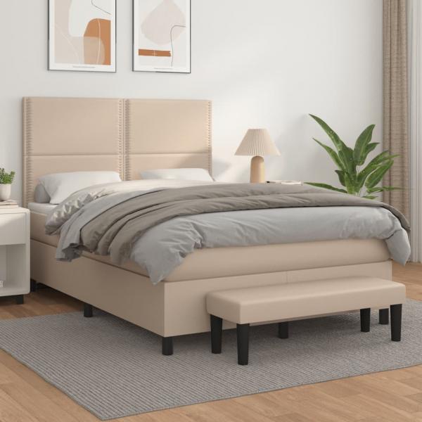 ARDEBO.de - Boxspringbett Matratze Cappuccino-Braun 140x190cm Kunstleder