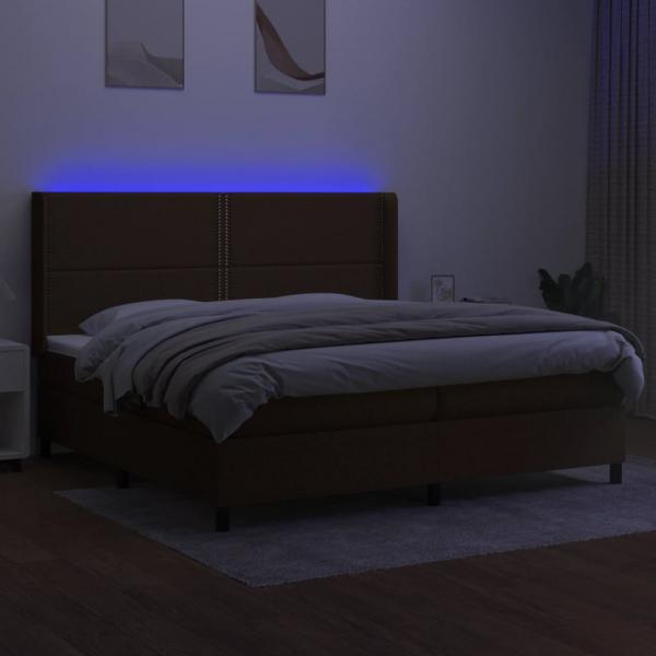 Boxspringbett mit Matratze & LED Dunkelbraun 200x200 cm Stoff