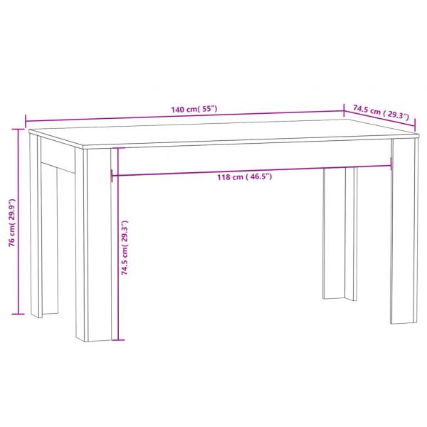 Esstisch Grau Sonoma 140x74,5x76 cm Holzwerkstoff