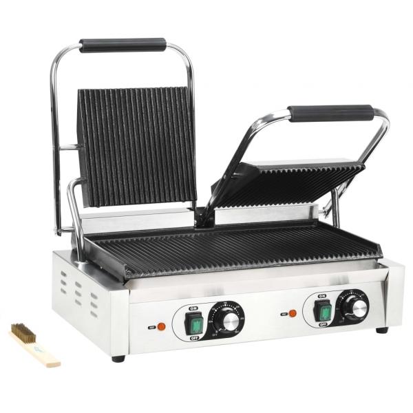 ARDEBO.de - Doppelter Gerillter Panini-Grill 3600 W 57x30,5x20 cm