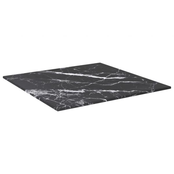 Tischplatte Schwarz 40x40 cm 6 mm Hartglas in Marmoroptik