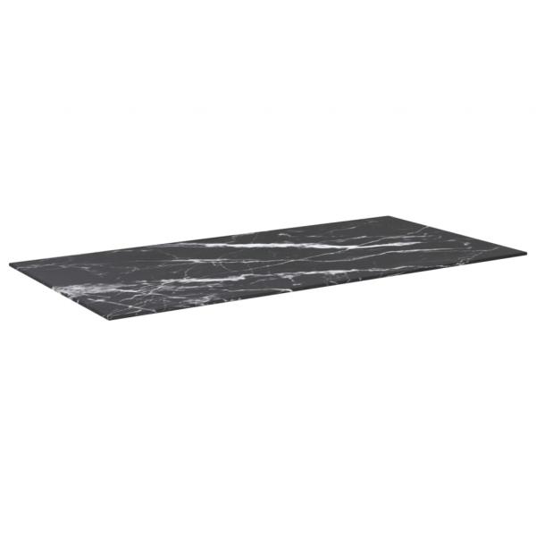 Tischplatte Schwarz 100x50 cm 6 mm Hartglas in Marmoroptik