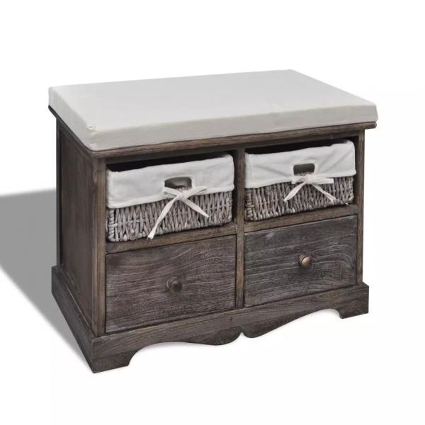 ARDEBO.de - Sitzbank mit Stauraum Braun 62×33×42 cm Paulownia Holz