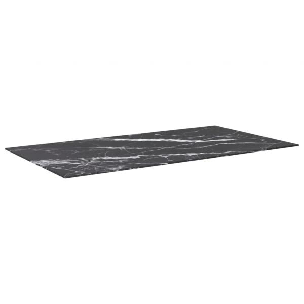 Tischplatte Schwarz 120x65 cm 8 mm Hartglas in Marmoroptik