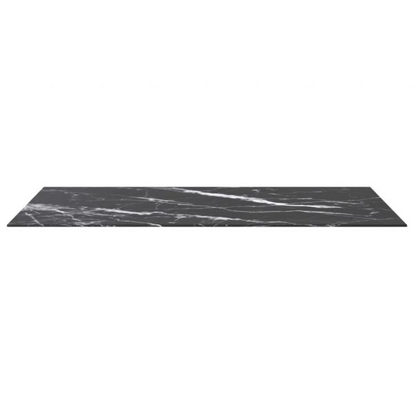 Tischplatte Schwarz 120x65 cm 8 mm Hartglas in Marmoroptik