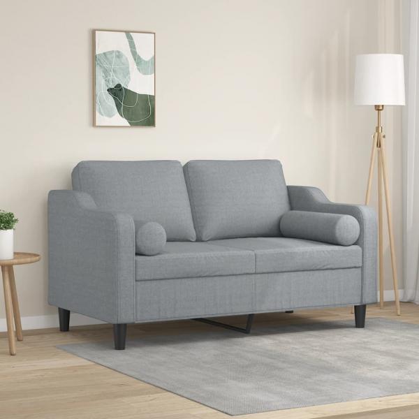 ARDEBO.de - 2-Sitzer-Sofa mit Zierkissen Hellgrau 120 cm Stoff