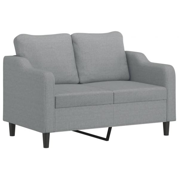 2-Sitzer-Sofa mit Zierkissen Hellgrau 120 cm Stoff