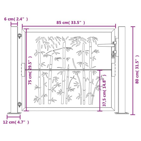 Gartentor Anthrazit 105x80 cm Stahl Bambus-Design